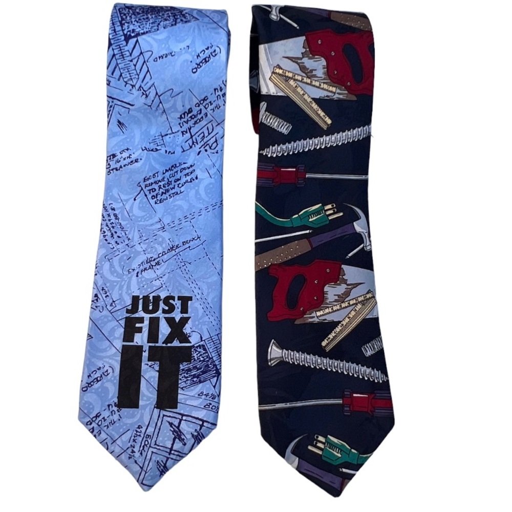 Vintage (lot Of 2) Home Improvement Tim Allen Tool Time TV Show Neck Tie